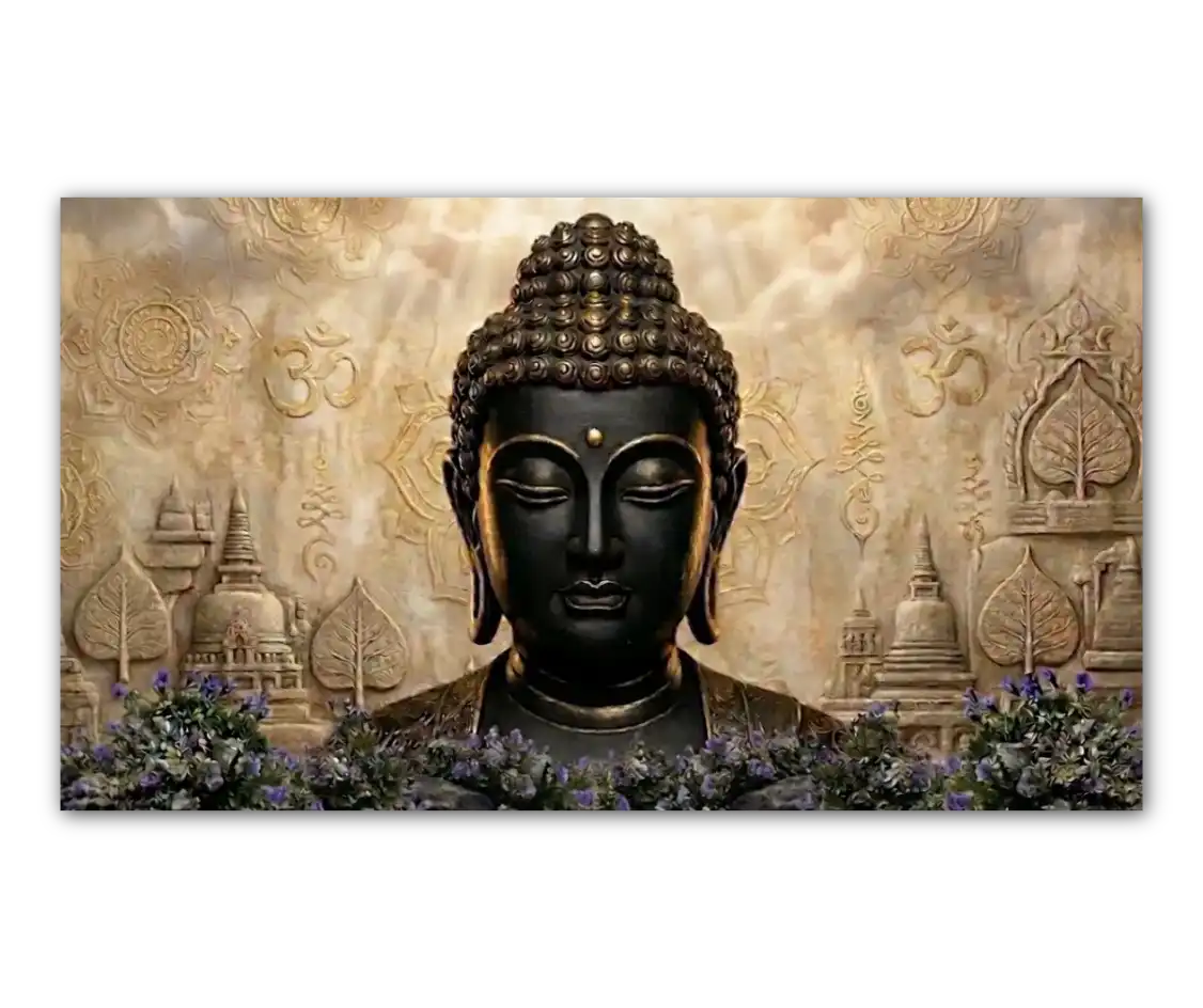 Arany Mandalamintás Buddha - Prémium Vászonkép